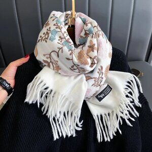 New Women’s Winter Cashmere Scarf Embroidered Pashmina Blanket Thick Shawl Wrap